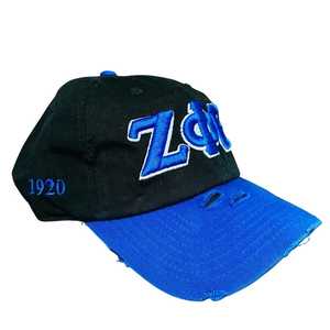 Zeta Phi Beta Distressed Hat ZPB <b>Black</b> Blue Embroidered Sorority <b>Baseball</b> <b>Cap</b> Adjustable Strap Casual Stylish Women <b>Cap</b> - Product Image 2