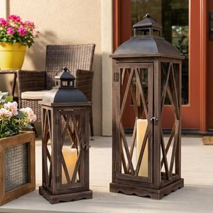 Lanterne en bois à finition brillante, marque privée, objet décoratif pour les fêtes, les festivals et la décoration de table à la maison. - Product Image 4
