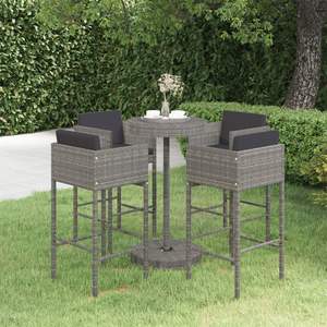 Conjunto de Bar de Jardín de 5 Piezas en Ratán PE Gris con Reposapiés, Muebles de Comedor Duraderos para Exteriores - Product Image 1