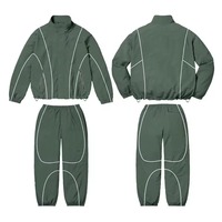 Ensemble deux pièces en coton imprimé avec logo personnalisé, coupe-vent froissé à capuche, survêtement polaire streetwear d'hiver, vente en gros