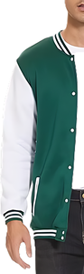 Customizable Men's College Fit Wool Varsity Jacket Stand Front Soft Touch Ribbed Trim <b>Covered</b> <b>Button</b> Closure Embroidery Canvas - Product Image 2