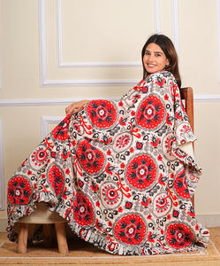 Assorted Premium Cotton Quilt Reversible Sherpa Back Floral Motif Eco-Friendly Soft Cozy Modern All-Season Bedding All-Printed - Product Image 1