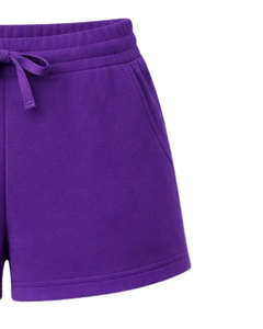 Custom Purple Women Sweat Shorts Cotton Fleece Elastic Waist <b>Drawstring</b> Gym Casual Summer Shorts OEM Manufacturer Supplier - Product Image 2