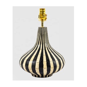 Chevron patrón hueso incrustaciones mesita de noche lámpara sala de estar dormitorio pantalla decoración lámpara esquina mesita de noche lámpara regalo de boda Decoración - Product Image 3