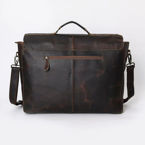 Sacoche pour ordinateur portable en cuir véritable vintage 18 pouces, sac messager bandoulière pour hommes et femmes, bureau, voyage - Product Image 5