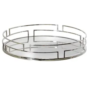 Plateau artisanal biodégradable imperméable à finition métallique pour présentation sur table moderne, décoration intérieure, bords coupés, fabriqué en Inde Zahid - Product Image 3