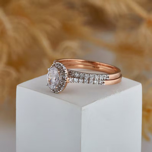 Bague de fiançailles/mariage vintage de luxe pour femme en or 14k 18k diamant cultivé en laboratoire 10k ovale IGI/GIA certifié perle bijoux fêtes - Product Image 2