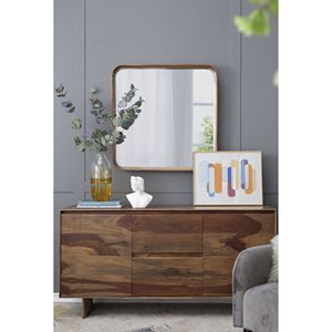 32 \ "x32 \" specchio a parete quadrata con struttura in legno per ingresso bagno soggiorno - Product Image 2