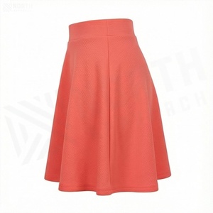 Jupe courte trapèze pour femme, couleur unie, taille élastique, confortable, en polyester tissé, toutes saisons, style décontracté - Product Image 3