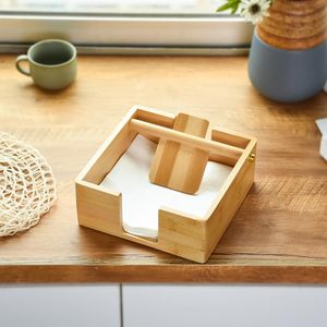 Porte-serviettes en bambou rustique haut de gamme, distributeur de papier absorbant en bambou plat avec bras lesté pour la restauration en gros - Product Image 2