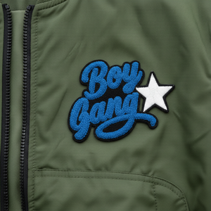 Chaqueta Bomber Verde Bordada Boy Gang para Hombre, Estilo Urbano, Cierre de Cremallera, Cuello Alto, Ropa de Otoño - Product Image 6