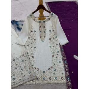 ชุดสูทปาร์ตี้สำหรับผู้หญิงดีไซน์เนอร์แต่งด้วยพื้นล่างด้านบน & dupatta - Product Image 5