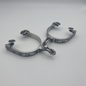 Espuelas Vaqueras Occidentales, Espuelas de Acero Inoxidable, con Rotación de Engranajes, con Patrones de Doble Cara - Product Image 3