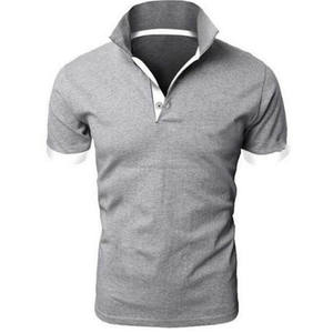 <b>Men</b> Solid Short Sleeve <b>Polo</b> Shirt Formal Style Plus Size Contrast Color Turn Collar Anti-Wrinkle Woven Fabric Casual <b>Polo</b> Shirt - Product Image 1