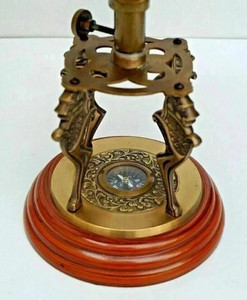 Globe terrestre Art Déco en laiton antique de 24 pouces avec base en bois motif lion et boussole, décoration pour la rentrée scolaire - Product Image 3