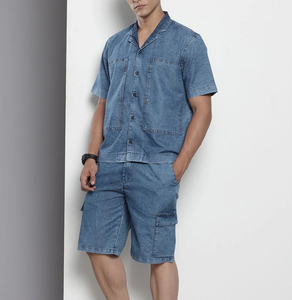 Ensemble de shorts cargo en denim et coton respirants à séchage rapide pour hommes, personnalisables, collection 2026 - Product Image 3
