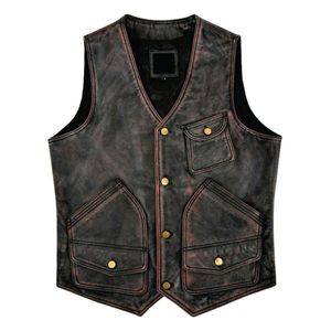 <b>Men's</b> Vintage Washed Polyester <b>Vest</b> V-neck Single Breasted Button Closure Solid Color Autumn Outer Wear Plus Size Regular Fit - Product Image 1