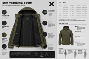 X Sports City Men's 3-Layer Bonded Softshell <b>Jacket</b> | Waterproof & Wind-Resistant Thermal <b>Fleece</b> <b>Lined</b> Winter Outerwear OEM/ODM - Product Image 6
