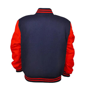Best Selling High Street <b>Plain</b> Dyed Men's Custom Baseball Letterman <b>Varsity</b> <b>Jacket</b> with Stand Collar and Front Logo - Product Image 3