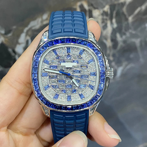 Reloj de Moissanita de alta gama y lujo, reloj con incrustaciones de piedras personalizadas como regalo, venta al por mayor de fábrica, estilo Hip Hop, reloj mecánico con incrustaciones de piedras. - Product Image 1