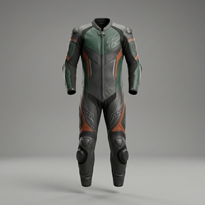 Traje de Motociclismo Profesional de Una Pieza en Cuero, con Protección Certificada CE, Transpirable, de Manga Larga, para Pista - Product Image 1