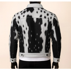 Veste en cuir de vachette naturel fait main de qualité supérieure, marron et blanc, style western ranch, prix abordable - Product Image 3