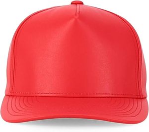 Wholesale <b>Plain</b> Pink Leather Baseball <b>Cap</b> Custom Embossed Logo Promotional Leather Hat Bulk Snapback <b>Cap</b> - Product Image 4