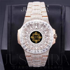 Reloj de Lujo con Diamantes Moissanite de Primera Calidad, Diseño Completamente Cubierto de Diamantes, Reloj de Pulsera de Moda con Precisión, Pasa la Prueba del Detector de Diamantes - Product Image 5