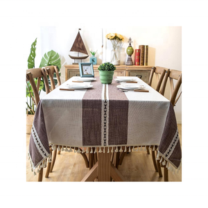 Gris crema y azul Floral 100% algodón bordado GOTS mantel certificado 60x108 pulgadas Ideal para reuniones familiares al por mayor - Product Image 5