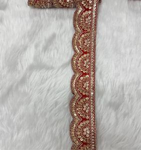 Luxury Indian Ethnic Scalloped Lace Border Pearl Bead Mirror Work Hand Look Wholesale <b>Kaftan</b> Saree Garment Decorative Trim - Product Image 4