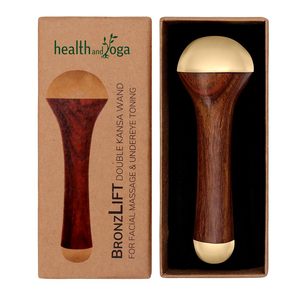 Bâton de massage ayurvédique en bronze Kansa de luxe HealthAndYoga avec huile faciale aux herbes pour un éclat naturel de la peau et un raffermissement du visage - Product Image 1