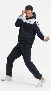 Survêtement coupe-vent pour homme avec blocs de couleur, pantalon de jogging sportif avec poches latérales, poids moyen, idéal pour l'automne - Product Image 2