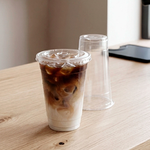 Disposable PP Plastic <b>Cup</b> With Lid Transparent Round <b>Cup</b> for Iced Coffee and <b>Cold</b> Drinks 95mm Diameter - Product Image 1