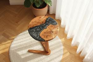 Natural Wood <b>Resin</b> Side <b>Table</b> Premium <b>Epoxy</b> Design End <b>Table</b> Handmade Decorative Display for Modern Homes - Product Image 1