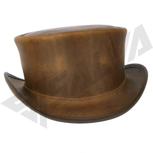 Fashion Horse Ranch Men's Riding High Quality Cowhide Handmade Vintage Cow Leather Cowboy <b>Hat</b> Genuine real Leather Cowboys <b>Hats</b> - Product Image 5