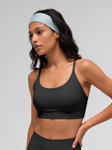Female Split Back Strap Athletic Bralette Scoop Neck Line Lightweight Yoga <b>Crop</b> <b>Top</b> High Stretch Wholesale Garment Base - Product Image 4