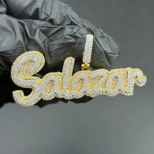 Colgante con Nombre Personalizado, Plata de Ley 925, Moissanita, Estilo Hip Hop, Joyería de Lujo, Chapado en Plata, Unisex, Claridad VVS - Product Image 1