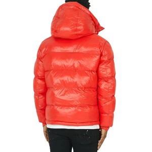 Veste d'hiver pour homme de haute qualité, rouge, à capuche, coupe-vent, en duvet épais, décontractée, pour l'extérieur, fermeture éclair, coupe régulière - Product Image 4