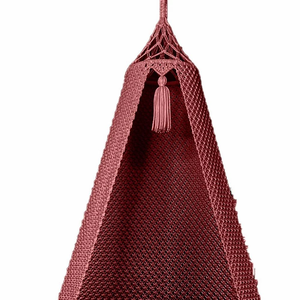 Hamac suspendu en macramé marron 72"X33" avec coussin en velours, pompons et corde pour intérieur, extérieur, jardin, chambre - Product Image 2