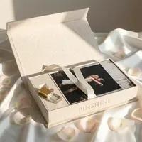 Boîte cadeau magnétique de luxe pour flacon de parfum de mariage, en lin beige gaufré, échantillon gratuit, directement du fabricant