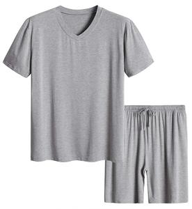 Wholesale Custom Evenfor Summer <b>Men's</b> Breathable Polyester/Cotton Fashion Trend <b>Men</b>’s Short Sleeves and Shorts <b>Pajama</b> <b>Set</b> - Product Image 5