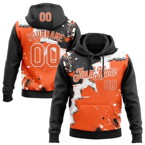 Sudadera con Capucha Deportiva OMMIZ INDUSTRY al por Mayor, Personalizada, Negra, Naranja y Blanca, con Diseño 3D de Papel Roto - Product Image 1