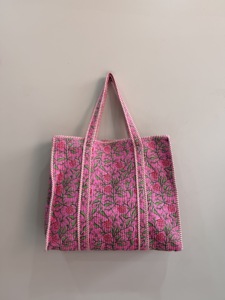 Sac fourre-tout matelassé en coton imprimé au bloc, sac à bandoulière pour femme, sac de transport indien - Product Image 4