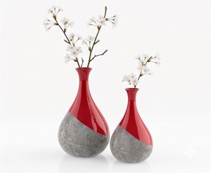 Vantage Modern Luxury Set of 2 Metal with Enamel Finished Flower <b>Vase</b> <b>Unique</b> Style Fancy for Home Decoration and Weeding Decor - Product Image 2