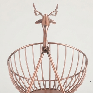 Panier de rangement en fil métallique en forme d'animal en cuivre, décoration d'intérieur, porte-fruits, panier à fruits - Product Image 2
