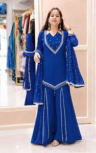 Conjunto de Salwar Kameez Azul con Bordado y Espejo Real de Secado Rápido para Mujer, con Dupatta, Traje Étnico para Fiestas, Estilo Indio-Pakistaní - Product Image 4