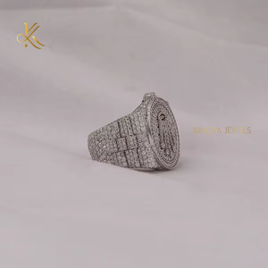 Trendy Mens Hip Hop Lab Diamond <b>Ring</b> Icy Sparkle Bold <b>Statement</b> Design IGI Certified 18K Gold Plated Urban Style Luxury Jewelry - Product Image 4