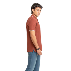 T-shirt en jersey de coton marron pour homme, manches courtes, coupe classique, respirant, séchage rapide, décontracté, élégant, bureau, golf, été, service OEM - Product Image 4