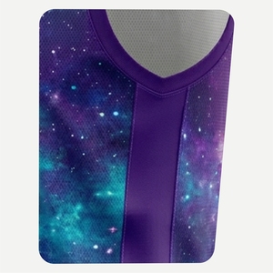 Ensemble de maillot de basket sans manches pour homme de qualité supérieure, imprimé galaxie violet, uniforme de sport à séchage rapide, kit d'entraînement toutes saisons - Product Image 5