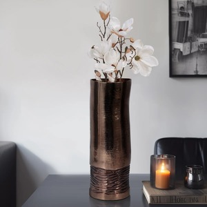 Grand vase en céramique bronze contemporain avec base texturée pour la décoration intérieure moderne - Product Image 5